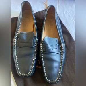 Tod's Womens Dark Blue Leather Slip-Ons